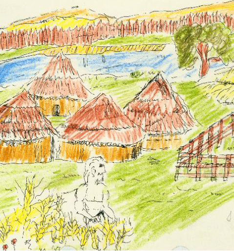 dibuix d'un poblat neolític